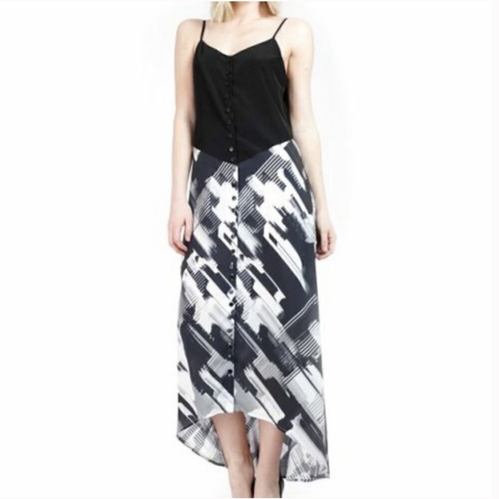 Samantha Lebowitz Tuxedo Midi Abstract Dress